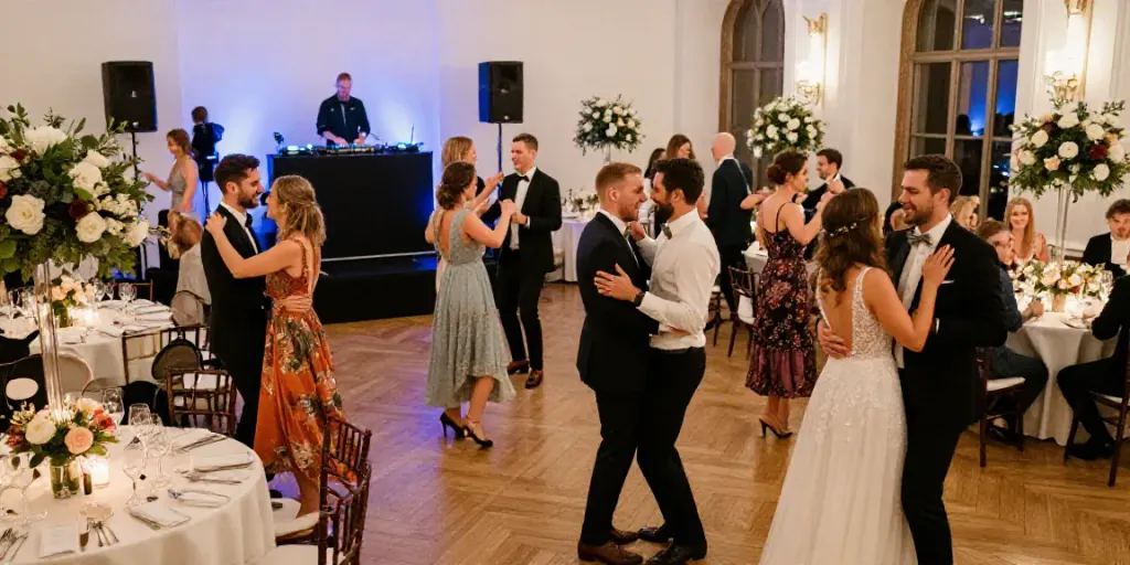 hochzeit DJ berlin brandenburg creating a joyful wedding celebration with dancing couples